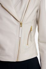 Jaqueta de Couro Legítimo Poppy Off White