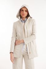 Parka de Couro Legítimo Mona Off White