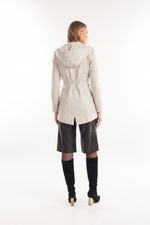 Parka de Couro Legítimo Mona Off White