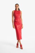 Saia de Couro Legítimo Hanna Vermelho