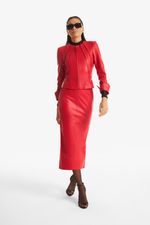 Saia de Couro Legítimo Hanna Vermelho