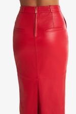 Saia de Couro Legítimo Hanna Vermelho
