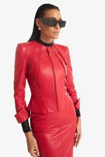 Jaqueta de Couro Legítimo Nubia Vermelho