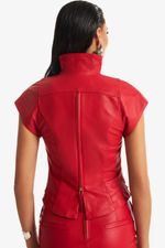 Blusa de Couro Legítimo Francis Vermelho