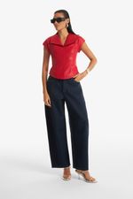 Blusa de Couro Legítimo Francis Vermelho