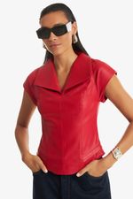 Blusa de Couro Legítimo Francis Vermelho