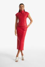 Blusa de Couro Legítimo Francis Vermelho