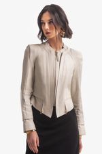 Jaqueta de Couro Legitimo Daska Off White