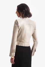 Jaqueta de Couro Legitimo Daska Off White
