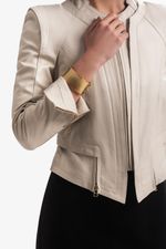 Jaqueta de Couro Legitimo Daska Off White