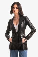Blazer de Couro Legítimo Gisele Preto