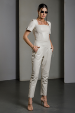 Calça de Couro Legítimo Jolie OffWhite