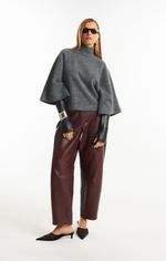 Calça de Couro Legítimo Mira Grano Burgundy