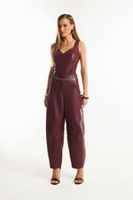 Calça de Couro Legítimo Mira Grano Burgundy