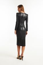 Vestido de Couro Legítimo Lana Preto