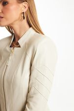 Jaqueta de Couro Legítimo Vicky  Off-white