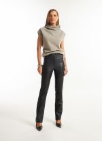 Calça de Couro Legítimo Stretch Kally Preto