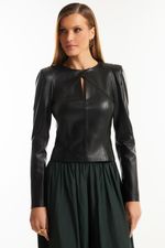 Blusa de Couro Legítimo Brooke Preto