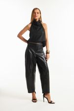 Blusa de Couro Legítimo Lash Clio Preto