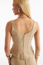 Blusa de Couro Legítimo Eva Vanilla