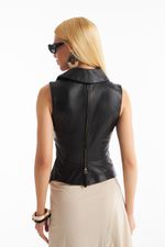 Blusa de Couro Legítimo Robin Preto
