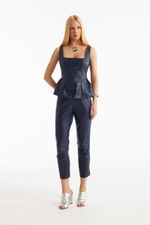 Blusa de Couro Legítimo Lira Navy Noir