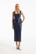 Blusa de Couro Legítimo Lira Navy Noir