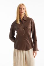 Camisa de Couro Legítimo Pam Cappuccino