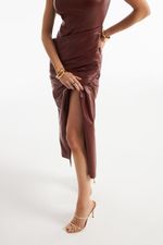 Vestido de Couro Legítimo Senna Mogno