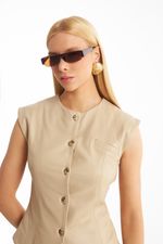 Blusa de Couro Legítimo Kisy Vanilla