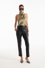 Calça de Couro Legítimo Louise Preto