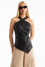 Regata de Couro Legítimo Bloom  Preto