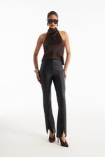 Calça de Couro Legítimo Stretch Jeanne Preto