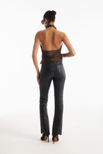 Calça de Couro Legítimo Stretch Jeanne Preto