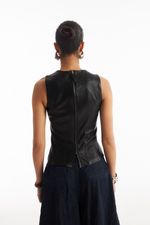 Regata de Couro Legítimo Gadot Preto