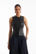 Regata de Couro Legítimo Gadot Preto