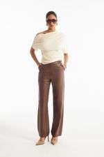 Calça de Couro Legítimo Sanny Cappuccino