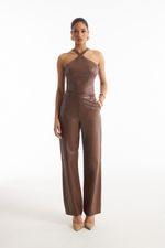 Calça de Couro Legítimo Sanny Cappuccino