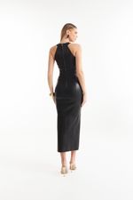 Vestido de Couro Legítimo Dara Preto