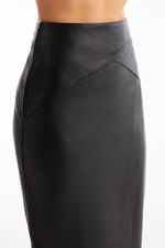 Saia de Couro Legítimo Lorenna Preto