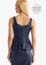 Blusa de Couro Legítimo Lira Navy Noir
