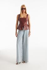 Blusa de Couro Legítimo Lira Mogno