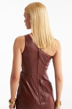 Vestido de Couro Legítimo Senna Mogno
