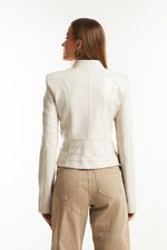 Jaqueta de Couro Legítimo Vicky  Off-white