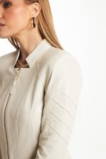 Jaqueta de Couro Legítimo Vicky  Off-white