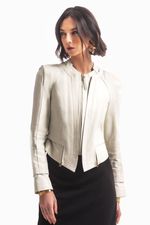 Jaqueta de Couro Legitimo Daska Off White