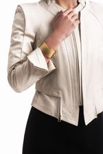 Jaqueta de Couro Legitimo Daska Off White