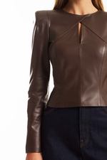 Blusa de Couro Legítimo Brooke Ébano