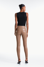 Calça de Couro Legítimo Stretch Beverly Mocca