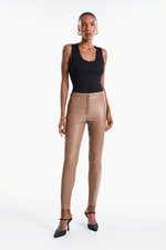 Calça de Couro Legítimo Stretch Beverly Mocca